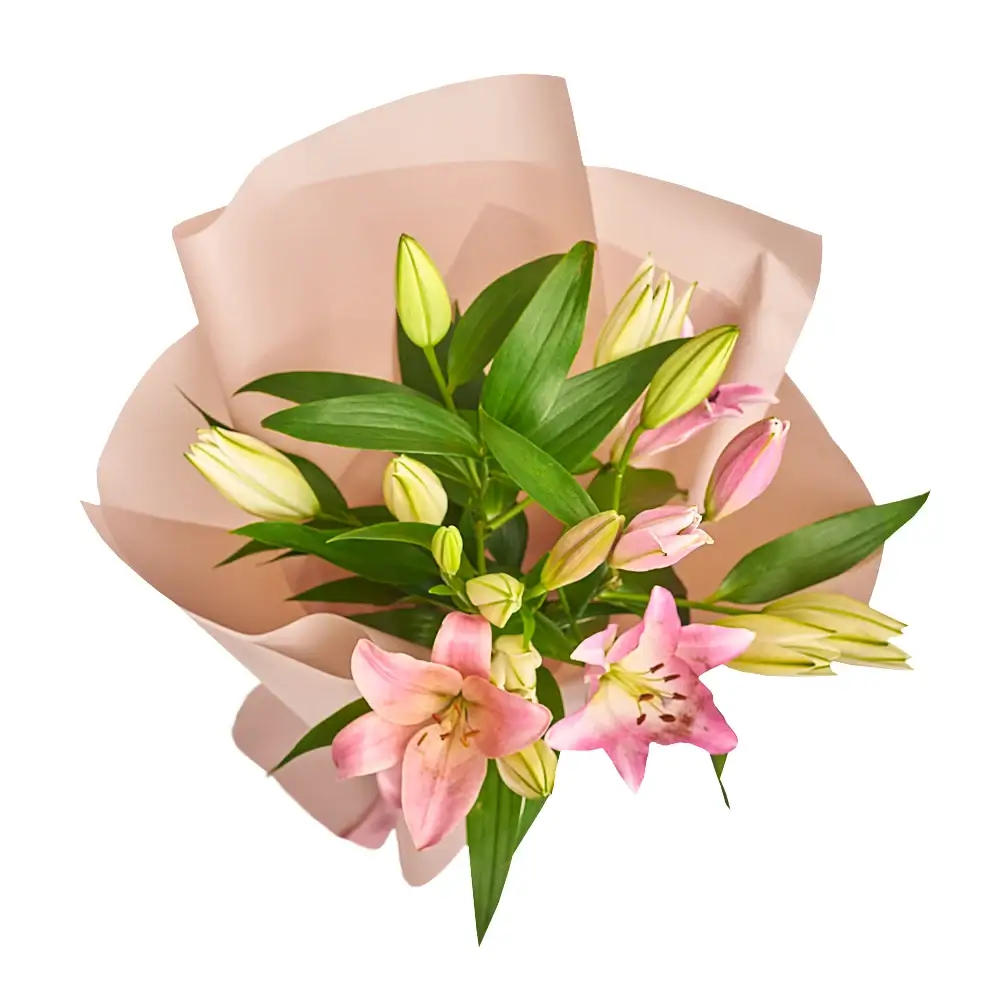 Букет из 5 розовых лилий